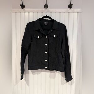 Amici Black Button Down Linen Shirt with Classic Design